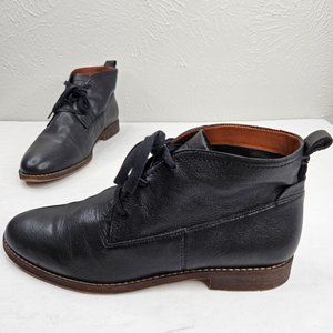 Franco Sarto Lace Up Ankle Booties Sz 9.5 Black Leather Casual Chukka Short Boot